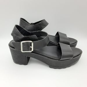 Candies black platform sandals chunky lug sole open toe women shoes sz 7.5